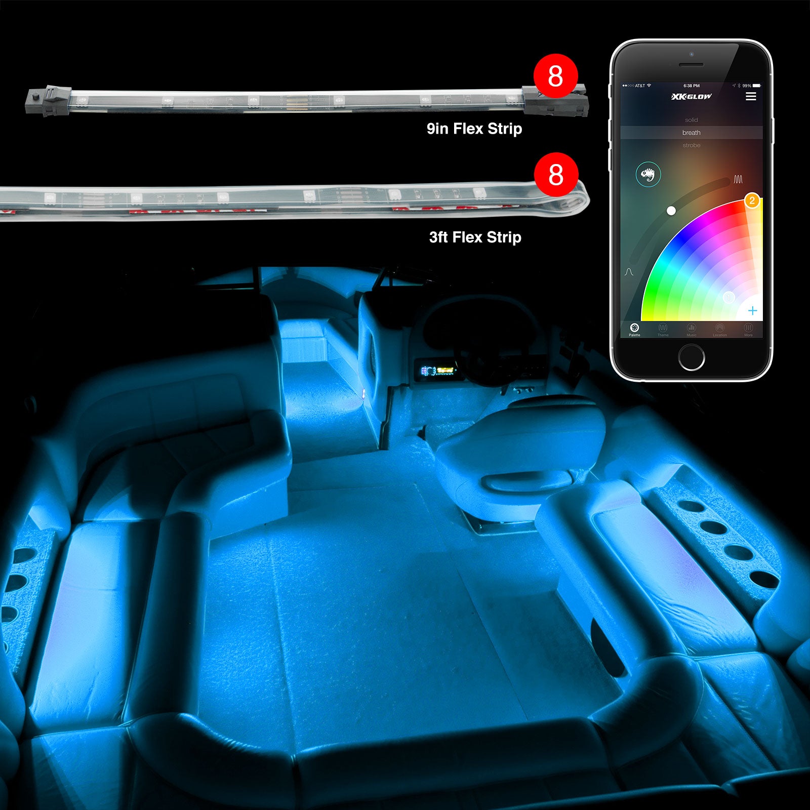 Smartphone App LED Car Accent Light Kits from XKGLOW
