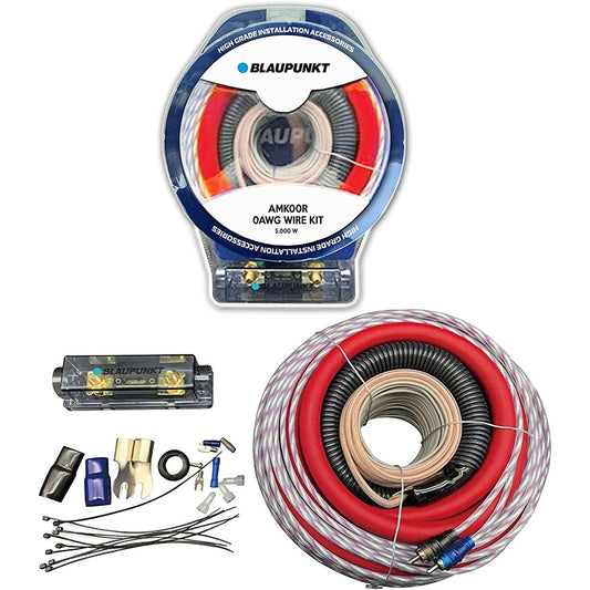 Blaupunkt AMK00R 0 Awg Gauge Complete Car Audio Amp Red Wiring Kit W/ Rca Cables