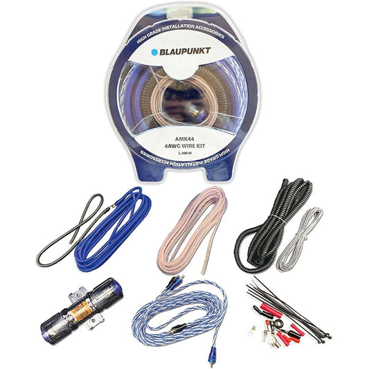 Blaupunkt AMK44 Car Audio Amplifier 100% Oxygen-Free 4 Gauge Wiring Kit I New