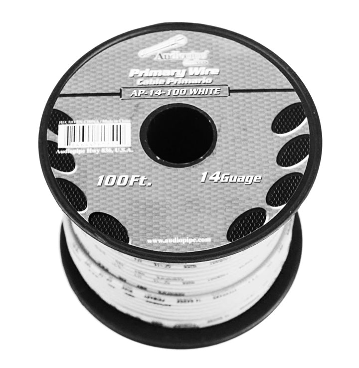 Audiopipe AP14100WH Primary Wire 14 Gauge 100 Foot – White