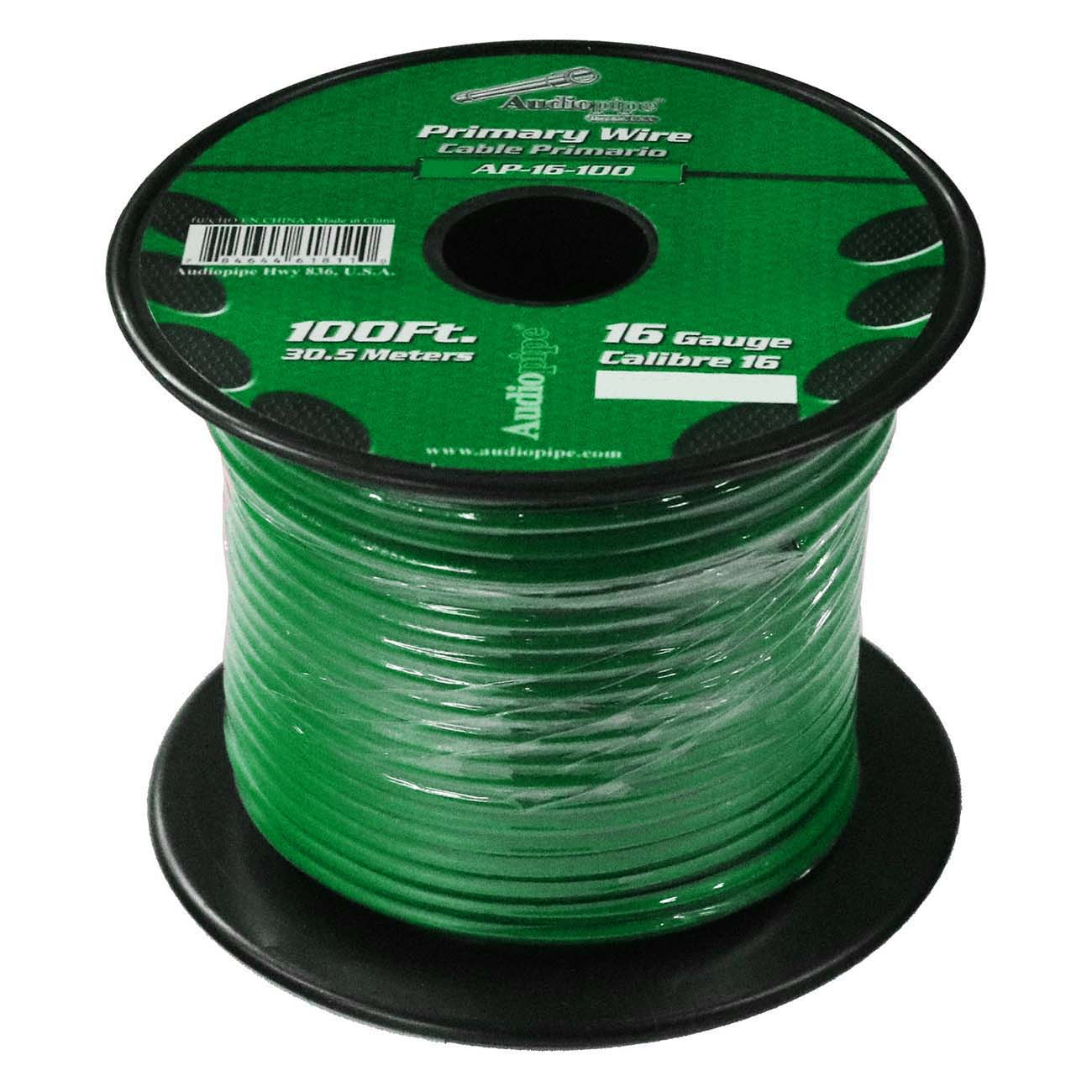 Audiopipe AP16100GR Primary Wire 16 Gauge 100 Foot – Green