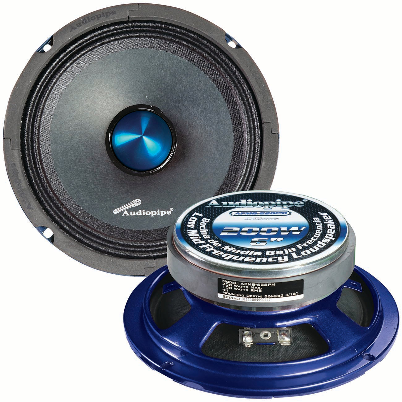 Audiopipe APMB628PM 6″ Low Mid Frequency Speaker 100W Rms / 200W Max 4 Ohm