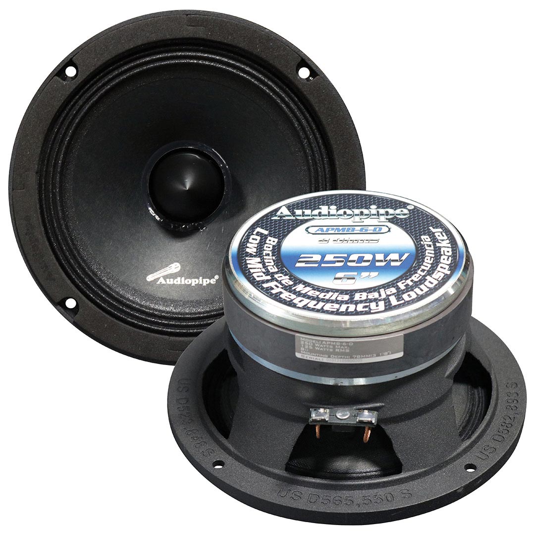 Audiopipe APMB6D 6” Low Mid Frequency Speaker 125W Rms / 250W Max 8 Ohm