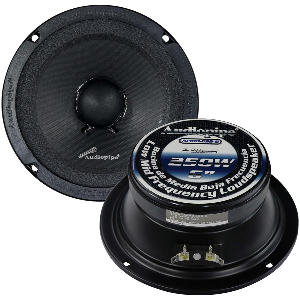 Audiopipe APMB6SBD 6″ Low Mid Frequency Speaker 125W Rms / 250W Max 8 Ohm