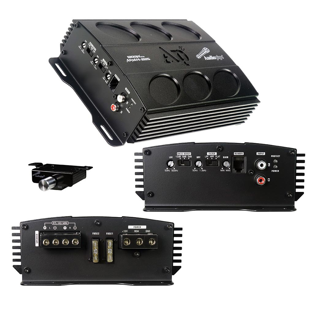 Audiopipe APMN2125 Mini 2 Channel Amplifier 1200 Watts 2 Ohm Stable