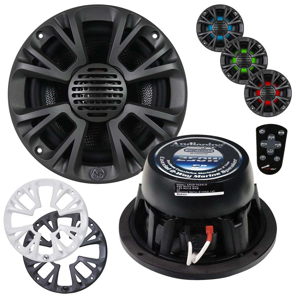 Audiopipe APMPT625LD 6″ Coaxial 2-Way Speakers With Rgb Led Illumination