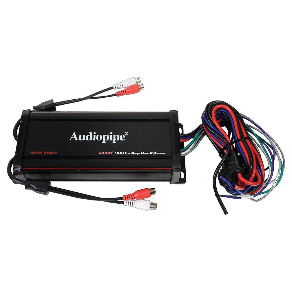 Audiopipe APTV6004 Marine Micro 4 Channel Amplifier 400 Watts 2 Ohm Stable