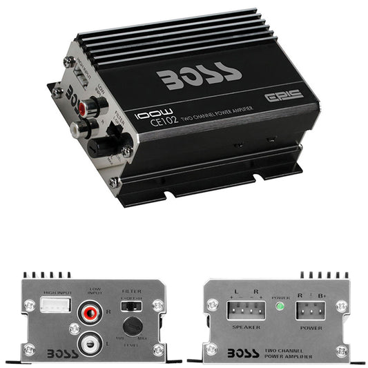 Boss Audio CE102 100 Watt, 2 Channel, 4 Ohm Stable Class A/B, Full Range, Mosfet
