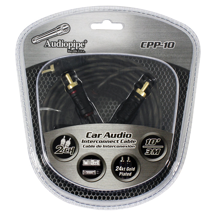 Audiopipe CPP10 10Ft 24Kt Gold Plated Interconnect Cable