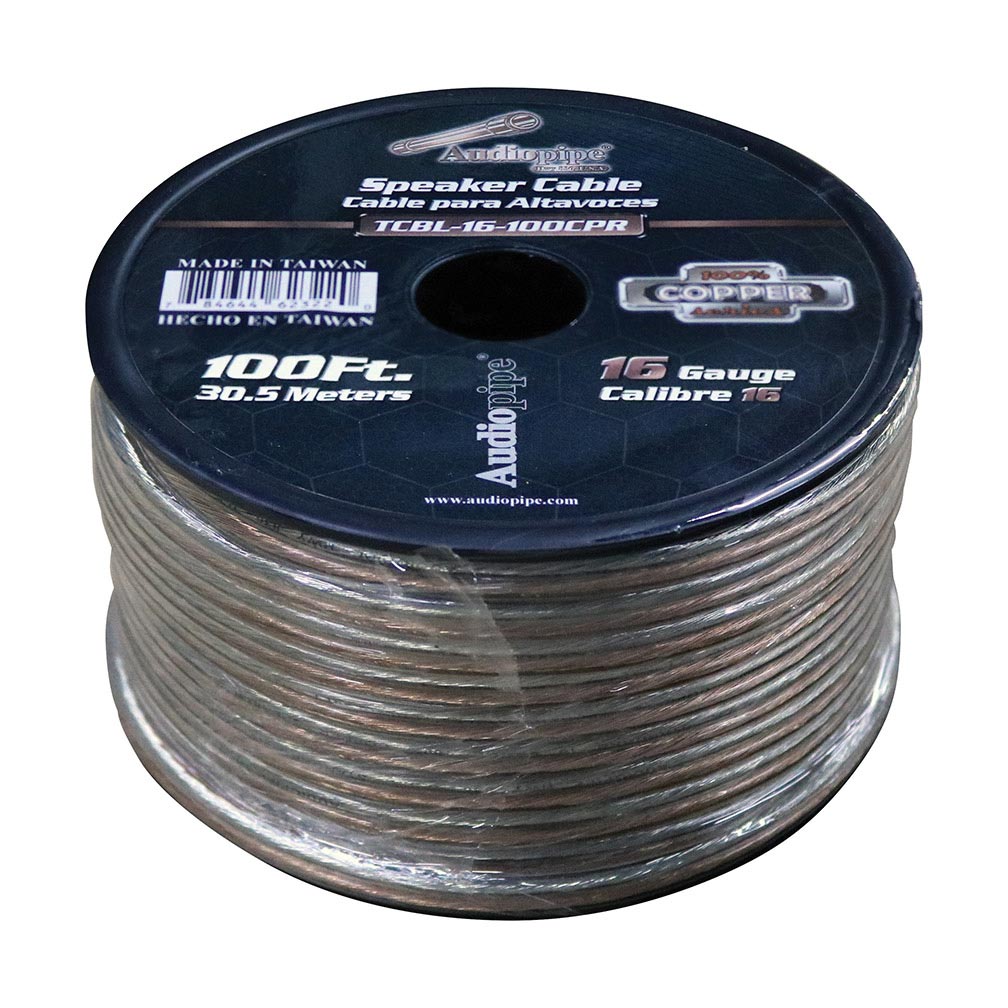 Audiopipe TCBL16100CPR 100% Copper Speaker Wire 16 Gauge 100 Foot