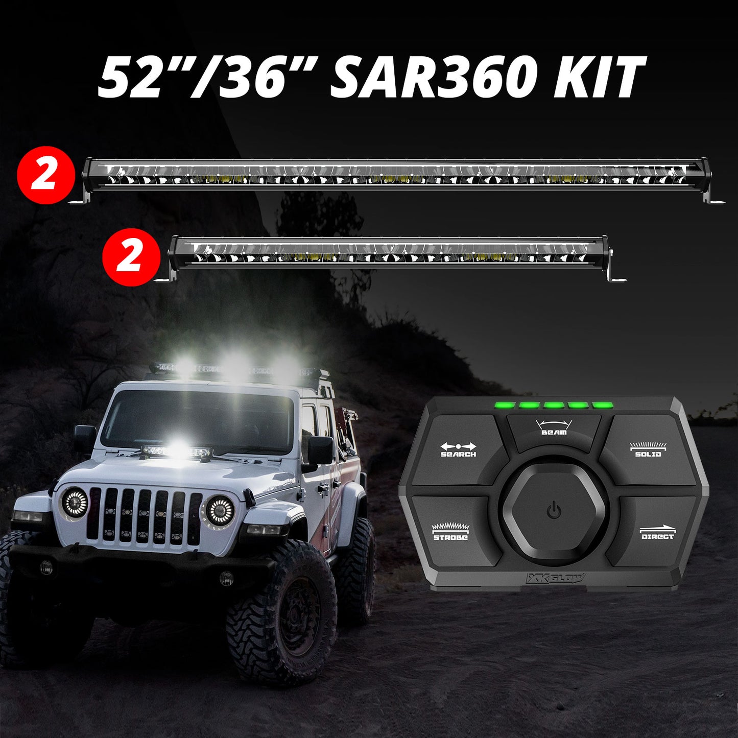XKGLOW XK-SAR360-3322 (2)52 (2)36” SAR360 Light Bar Kit Emergency Search and Rescue Light System