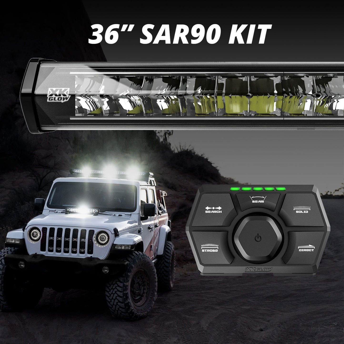 XKGLOW XK-SAR90-2 36” SAR90 Light Bar Kit Emergency Search and Rescue Light System